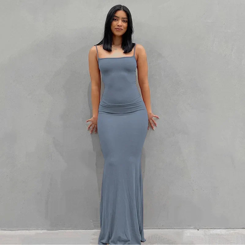 Satin Slip Sleeveless Backless Maxi Dress Women Y2K - MERGE.DAY.1.FREESTYLE