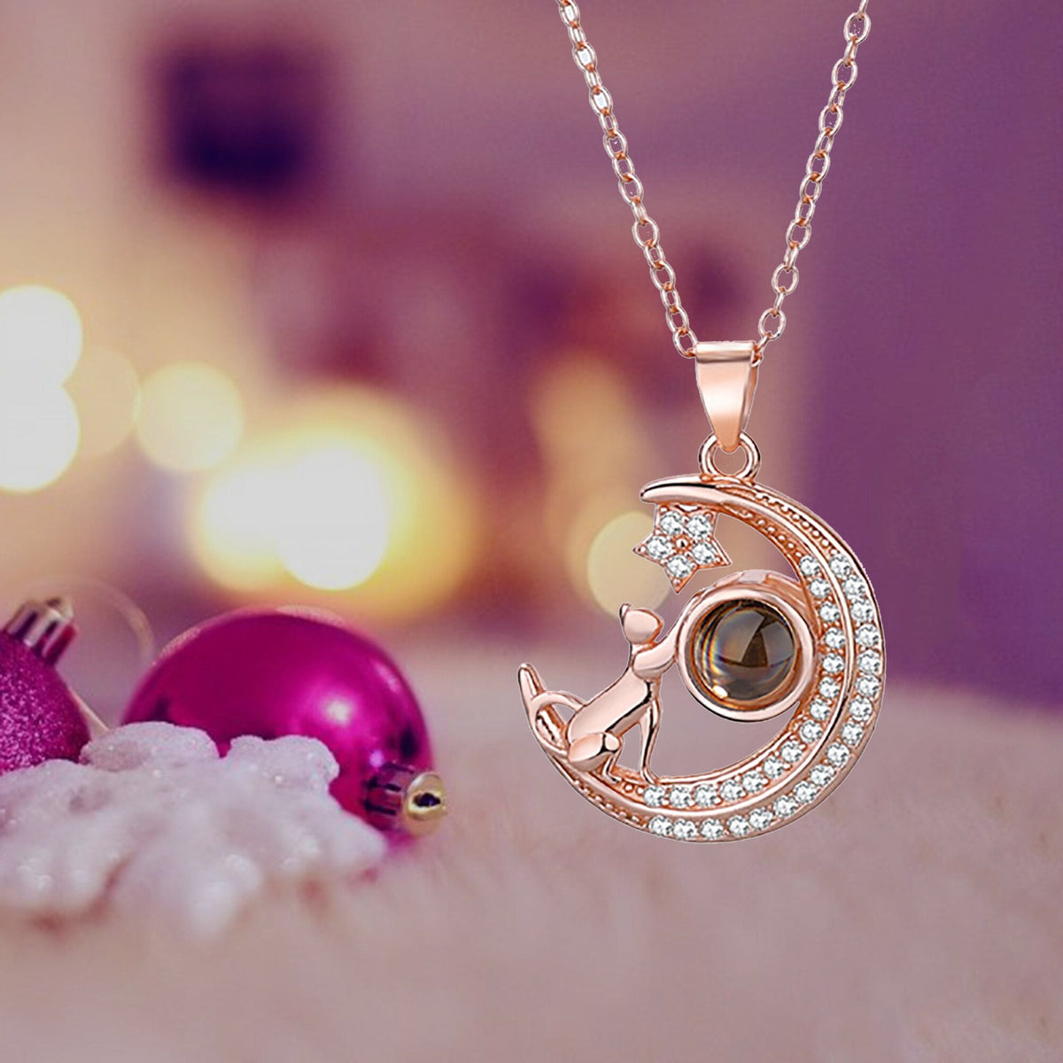Customizable photo Cute moon necklace Projection Necklace - MERGE.DAY.1.FREESTYLE