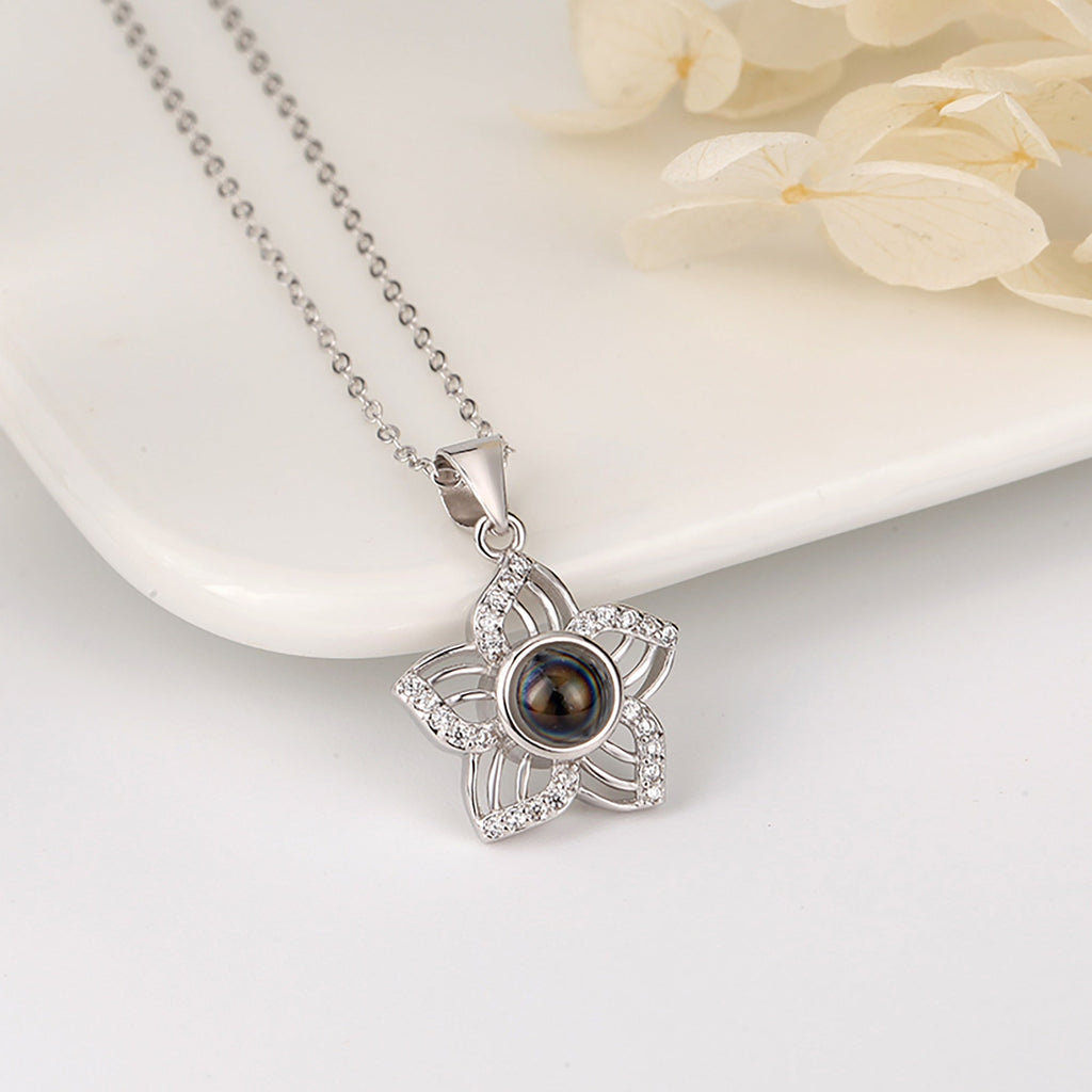 Customized Crystal Flower Photo Projection Pendant Necklace Personalized - MERGE.DAY.1.FREESTYLE