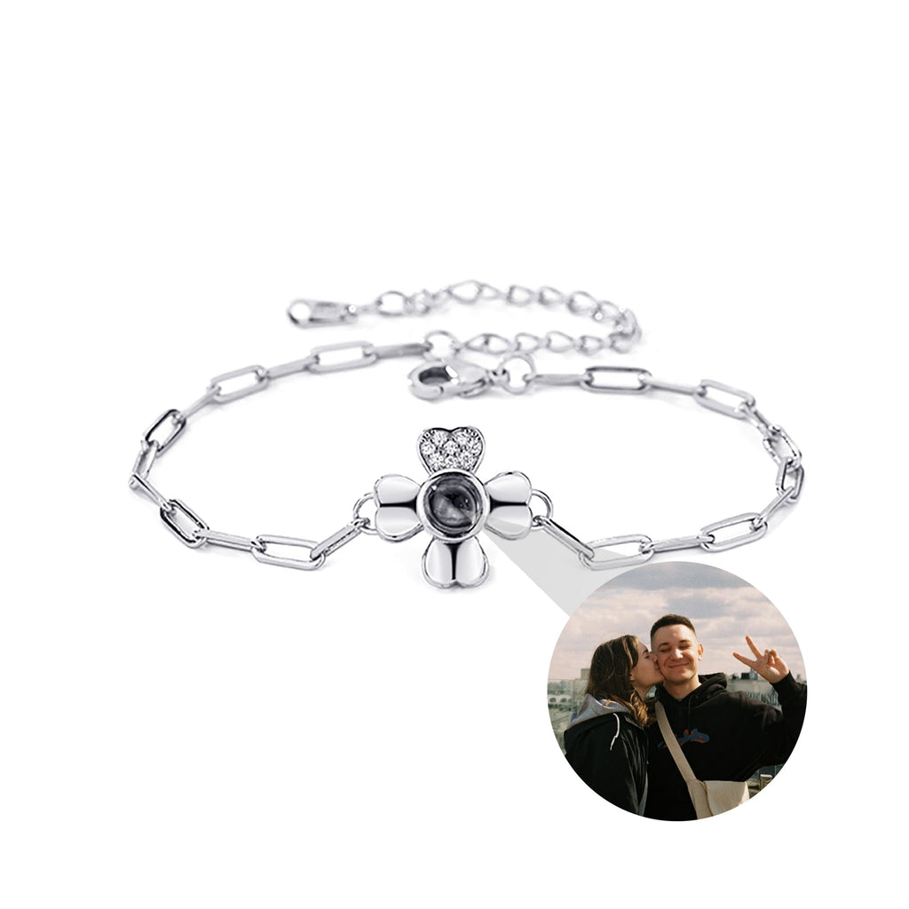 Four leaf clover with customized photos Projection Bracelet Personality Jewelry - MERGE.DAY.1.FREESTYLE