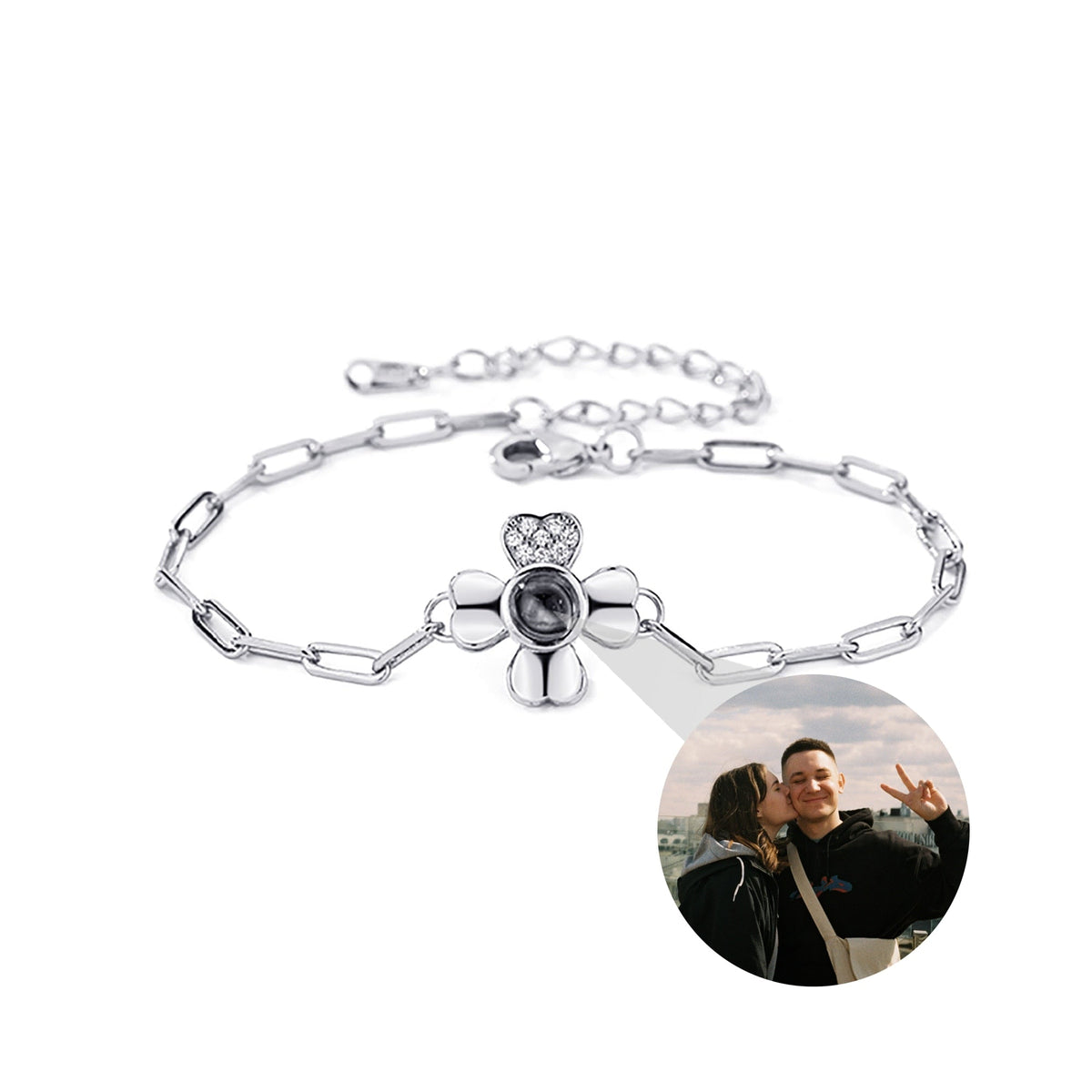 Four leaf clover with customized photos Projection Bracelet Personality Jewelry - MERGE.DAY.1.FREESTYLE