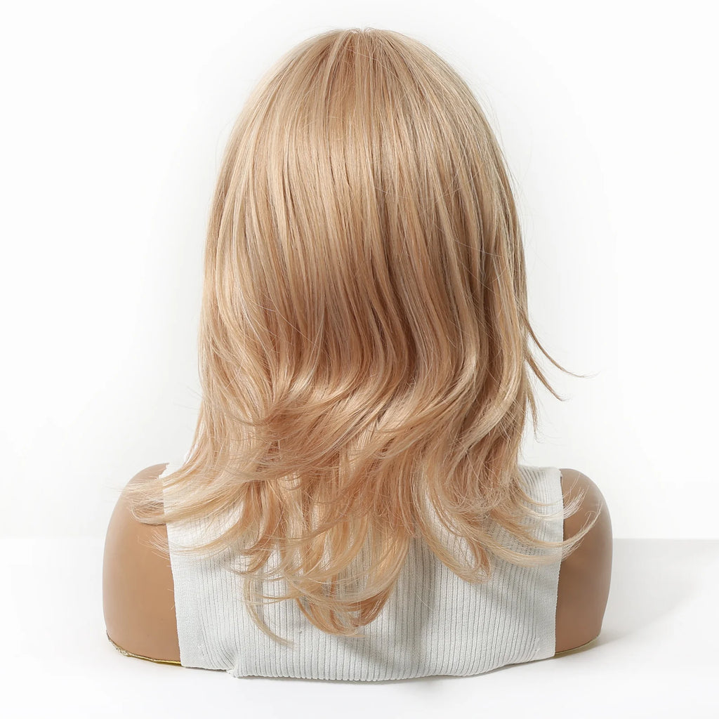 EASIHAIR Medium Length Wavy Blonde Synthetic Wig With Bangs For Women Natural Wigs Hair Heat Resistant Daily Party Cosplay Use - MERGE.DAY.1.FREESTYLE