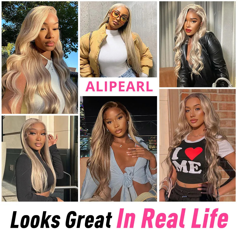 AliPearl Hair P18/613 Lace Front Wig Human Hair Highlight Straight Transparent Lace Front Wig For Women Peruvian 5x5 Closure Wi - MERGE.DAY.1.FREESTYLE
