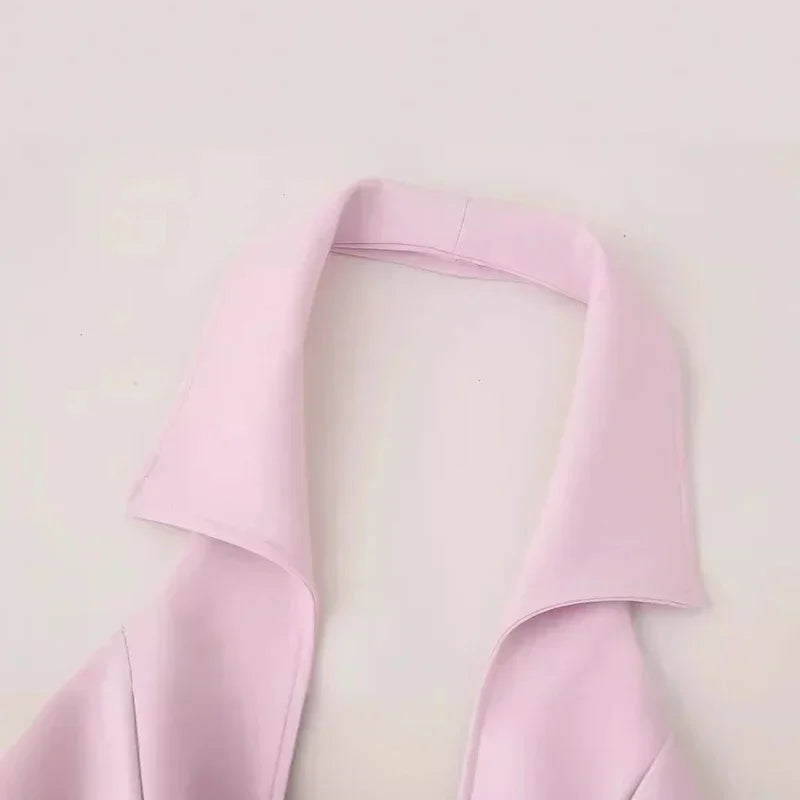 Lapel V- Neck Sleeveless Halter Tops Hip Package Mini Skirt Two Pieces Sets Female Streetwear - MERGE.DAY.1.FREESTYLE