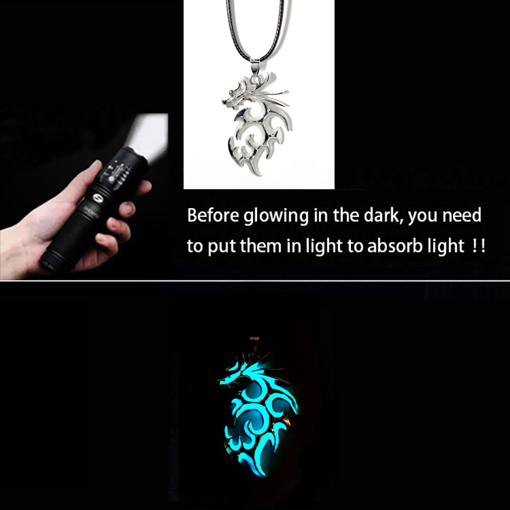 Luminous Dragon Necklace Glowing Night Fluorescence Silver Plated Glow In The Dark Necklace - MERGE.DAY.1.FREESTYLE