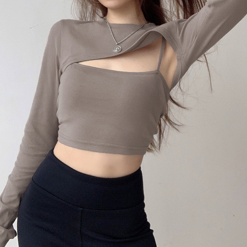 Sexy Hollow Knit Top Sweater Women Party Navel Slim Ribbed Summer Lady Shirts - MERGE.DAY.1.FREESTYLE