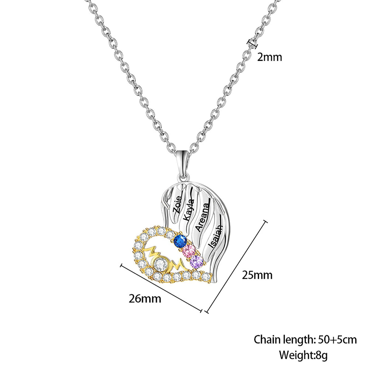 Customized Name Heart Shaped Semi Diamond Necklace Necklace Temperament Clavicle Chain - MERGE.DAY.1.FREESTYLE