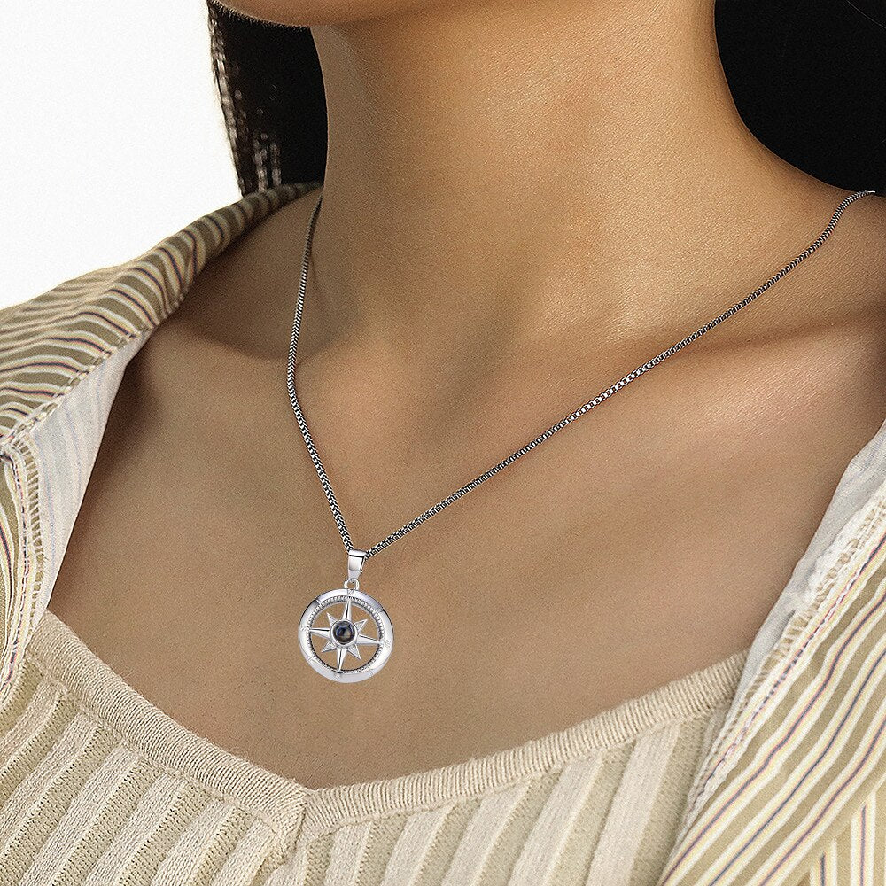 Photo customizable compassProjection Necklace Pendant Jewelry For Lover Girlfriend - MERGE.DAY.1.FREESTYLE