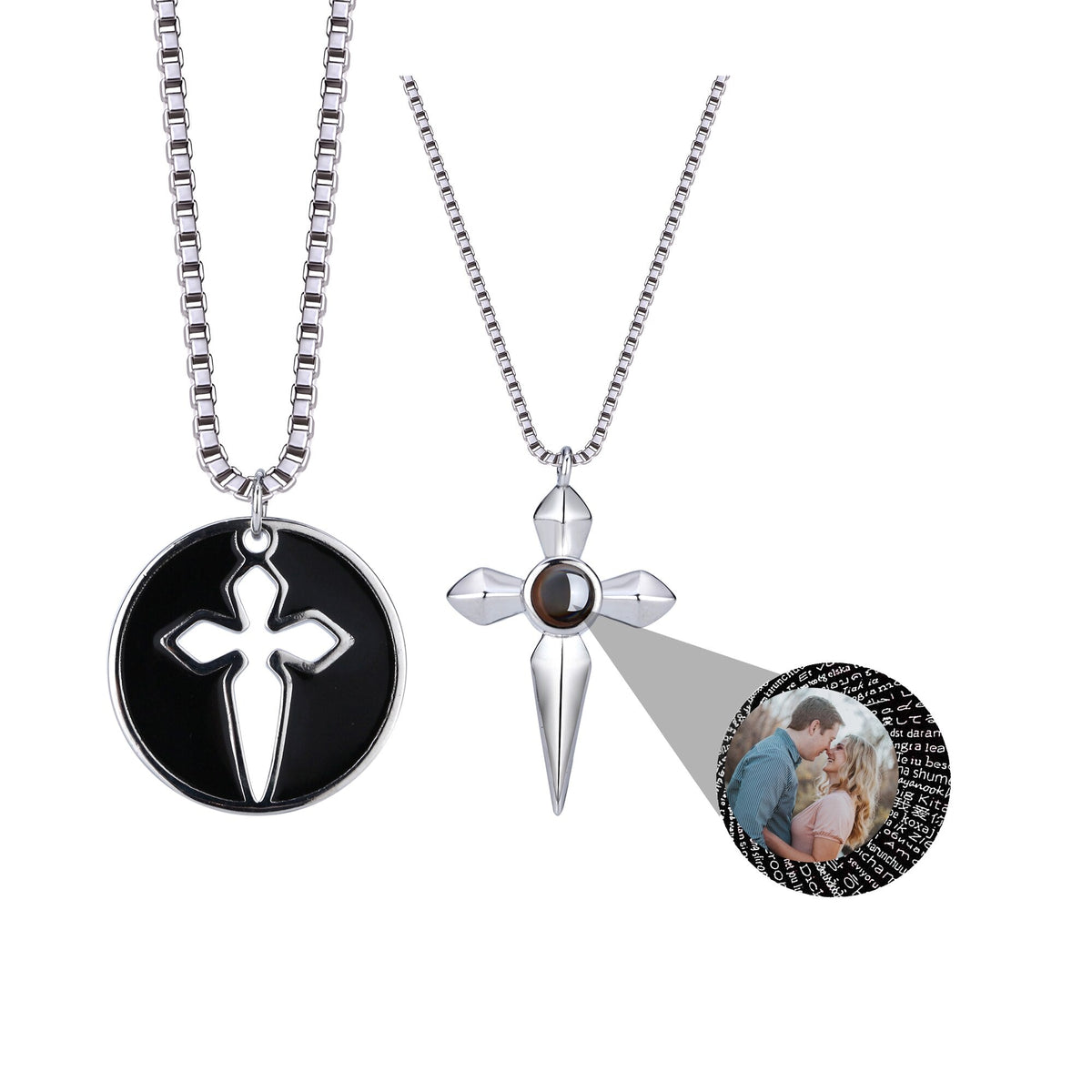 Couples who can customize photosProjection Necklace Pendant Jewelry - MERGE.DAY.1.FREESTYLE