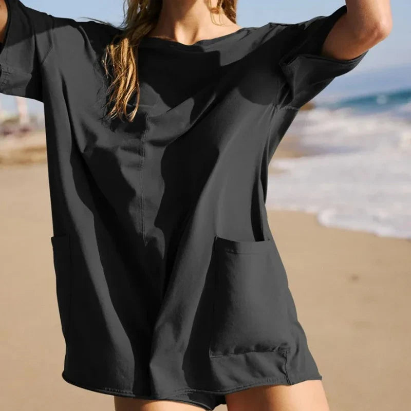 Solid Color Backless Wide-leg Tracksuit Streetwear Female Jumpsuits - MERGE.DAY.1.FREESTYLE