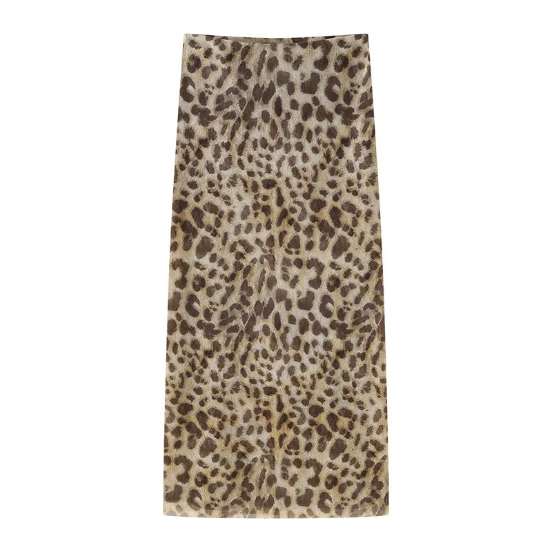Leopard Print Wrapped Suit Backless Sleeveless Tops Skirts - MERGE.DAY.1.FREESTYLE