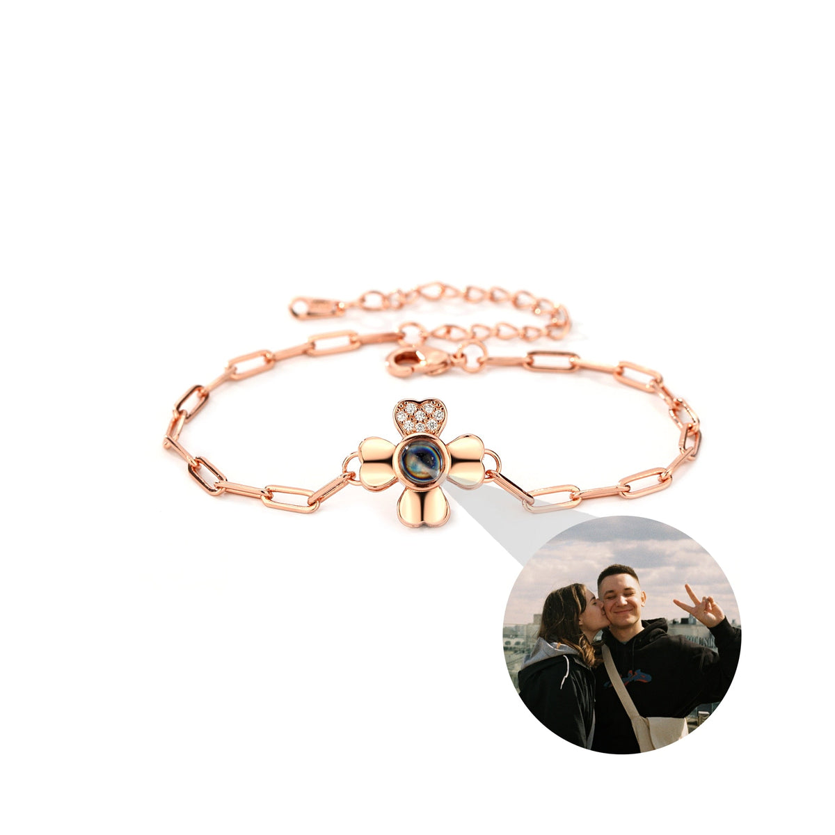 Four leaf clover with customized photos Projection Bracelet Personality Jewelry - MERGE.DAY.1.FREESTYLE