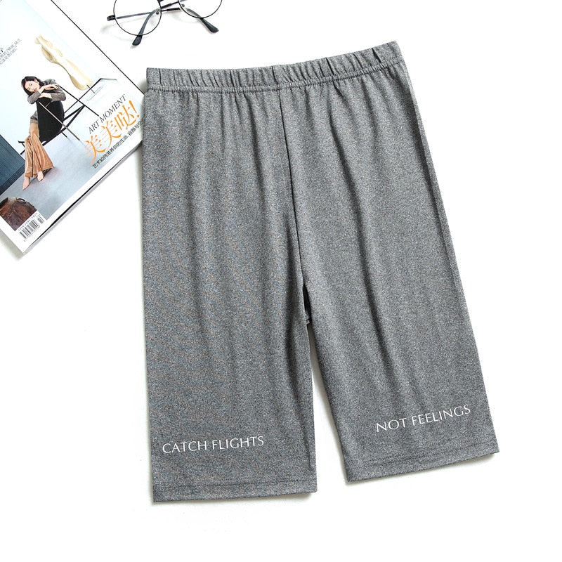 Shorts Thin Fitness Casual High Waist Biker Short Summer Slim Knee-Length Bottoms Streetwear - MERGE.DAY.1.FREESTYLE