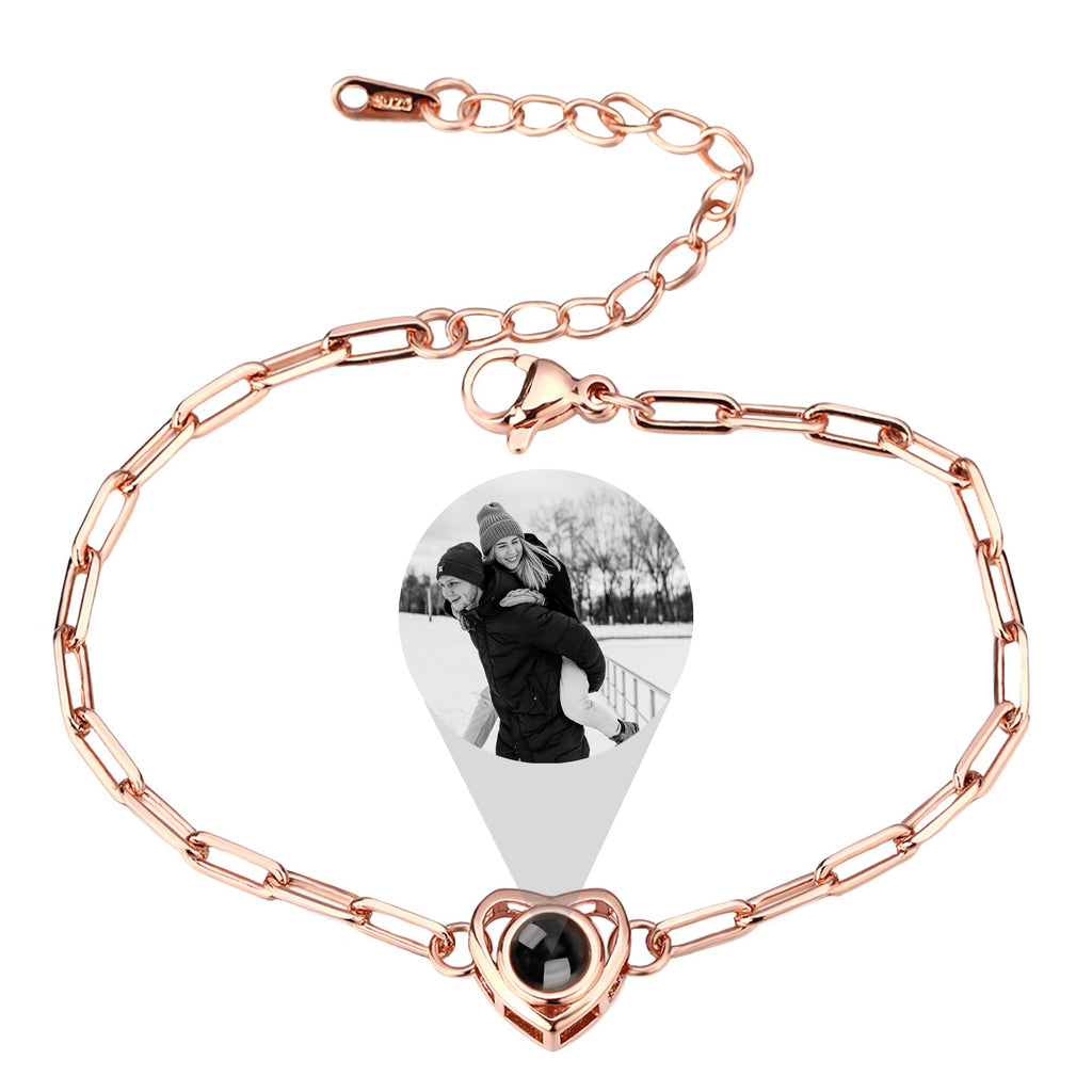 Customizable photo Projection Photo Bracelet-Heart Pendant Memorial Bracelet - MERGE.DAY.1.FREESTYLE