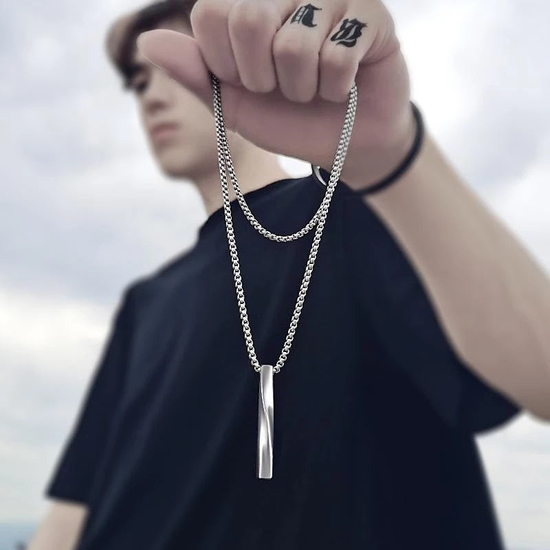 Geometry Interlocking Square Triangle Male Pendant Stacking Streetwear Necklace - MERGE.DAY.1.FREESTYLE