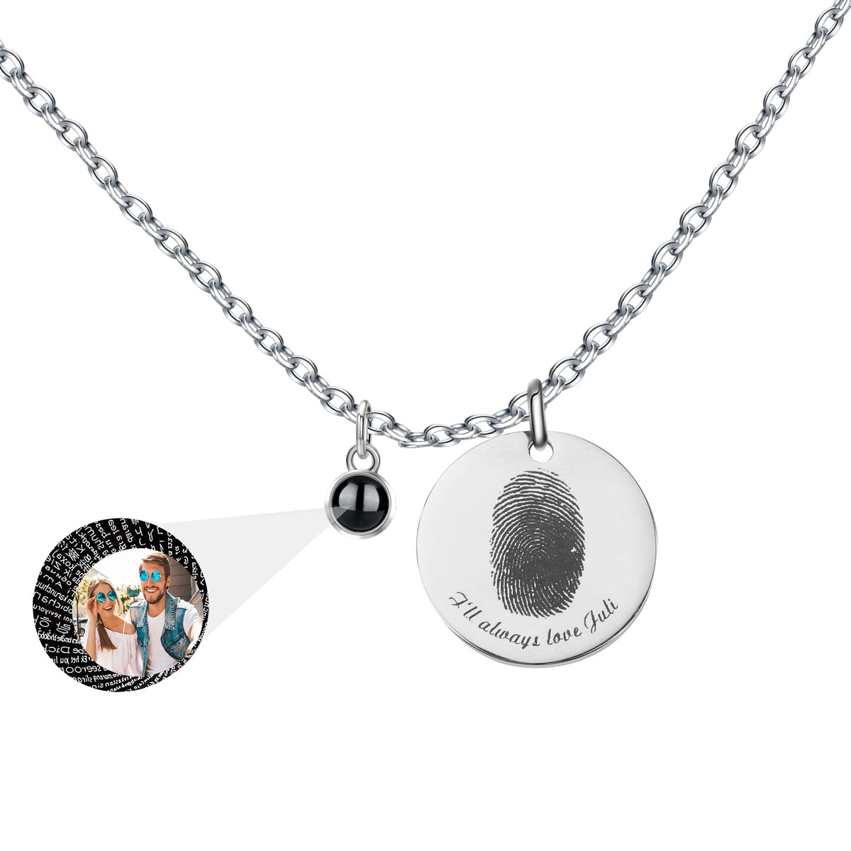 Fingerprint necklace with customizable photos Projection Necklace Pendant Jewelry - MERGE.DAY.1.FREESTYLE