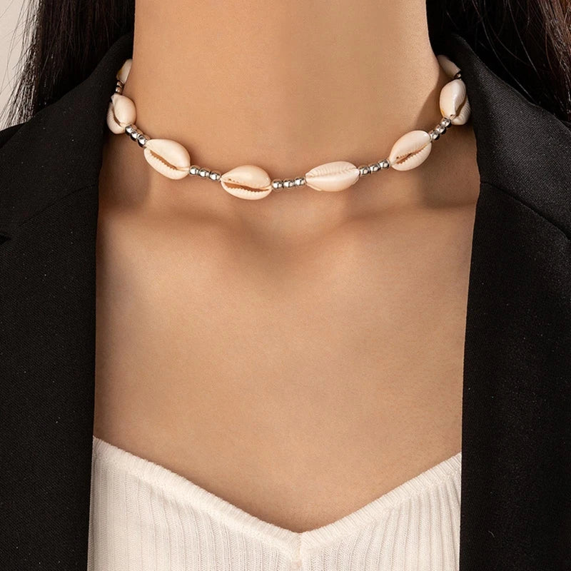 Natural Shell Choker Necklace Collar Necklace Seashell Choker Necklace - MERGE.DAY.1.FREESTYLE