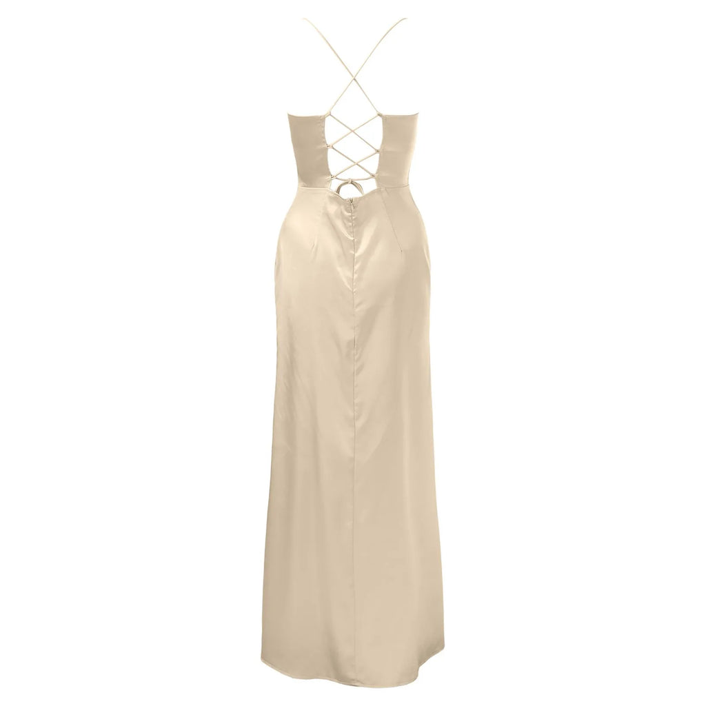 Spaghetti Strap Satin Corset Fishbone Push Up Bodycon Party Long Dress - MERGE.DAY.1.FREESTYLE