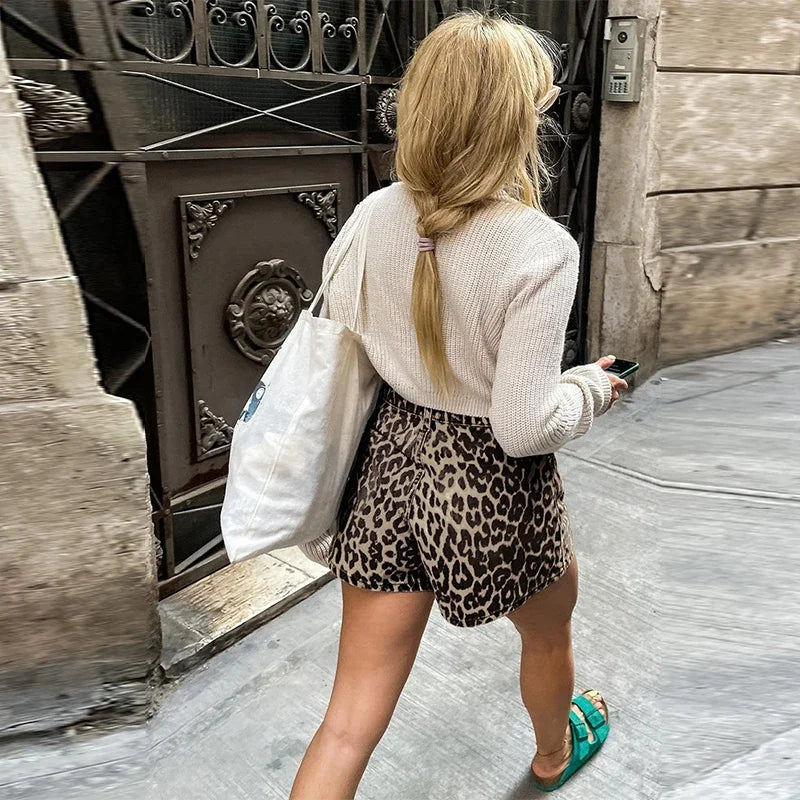 Leopard Print Shorts Women Denim Short Pants - MERGE.DAY.1.FREESTYLE