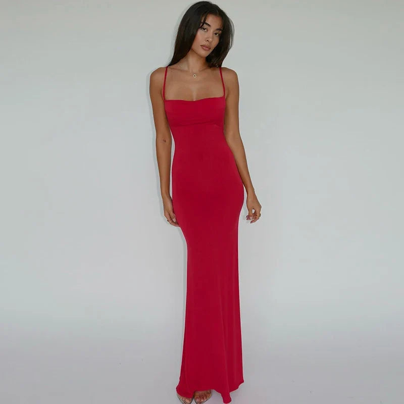 Solid Sleeveless Backless Elegant Sexy Bodycon Y2K Maxi Prom Dress - MERGE.DAY.1.FREESTYLE