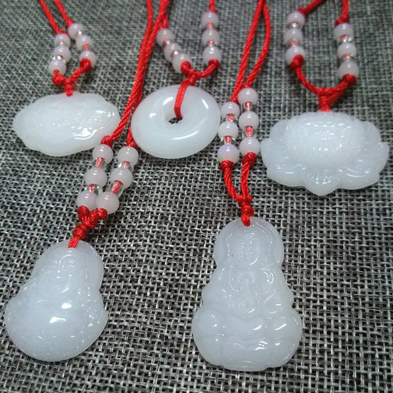 Buddhist Woven Necklace Lotus Guanyin jade Buddha Pendant Long Life Lock Pendant Lucky Necklace - MERGE.DAY.1.FREESTYLE