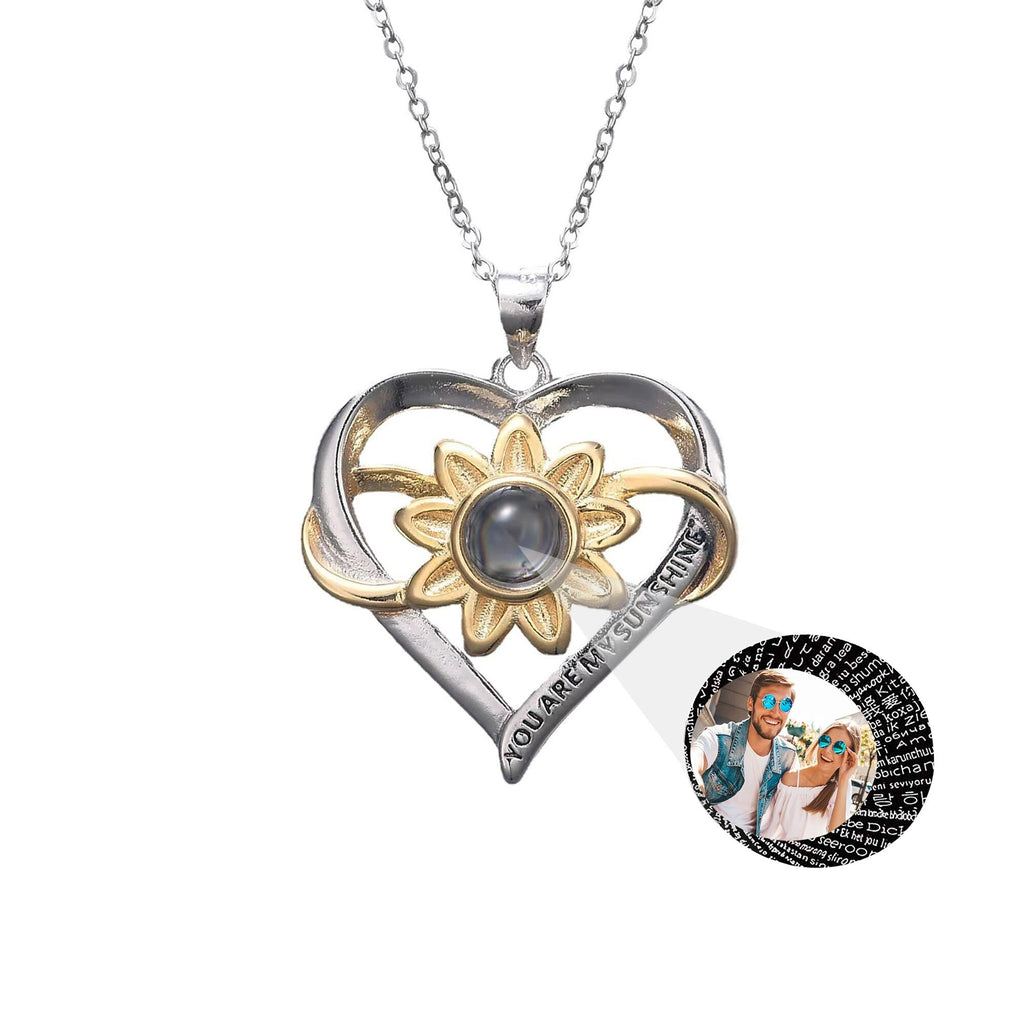 Customized photo of sunflower love Projection Necklace 100 Languages Pendant Jewelry - MERGE.DAY.1.FREESTYLE