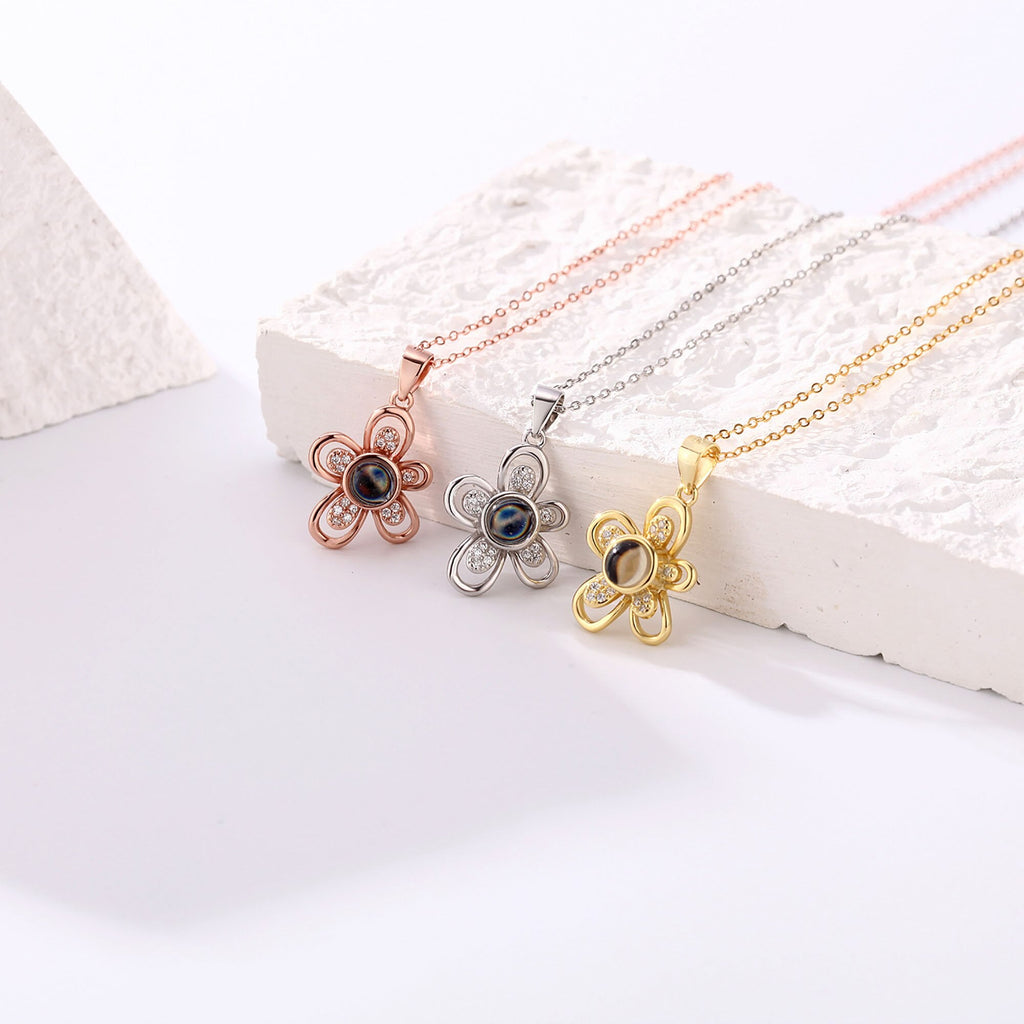 Flowers that can be customized for photos Projection Necklace Pendant Jewelry - MERGE.DAY.1.FREESTYLE