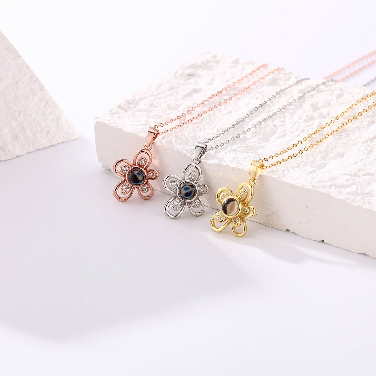Flowers that can be customized for photos Projection Necklace Pendant Jewelry - MERGE.DAY.1.FREESTYLE