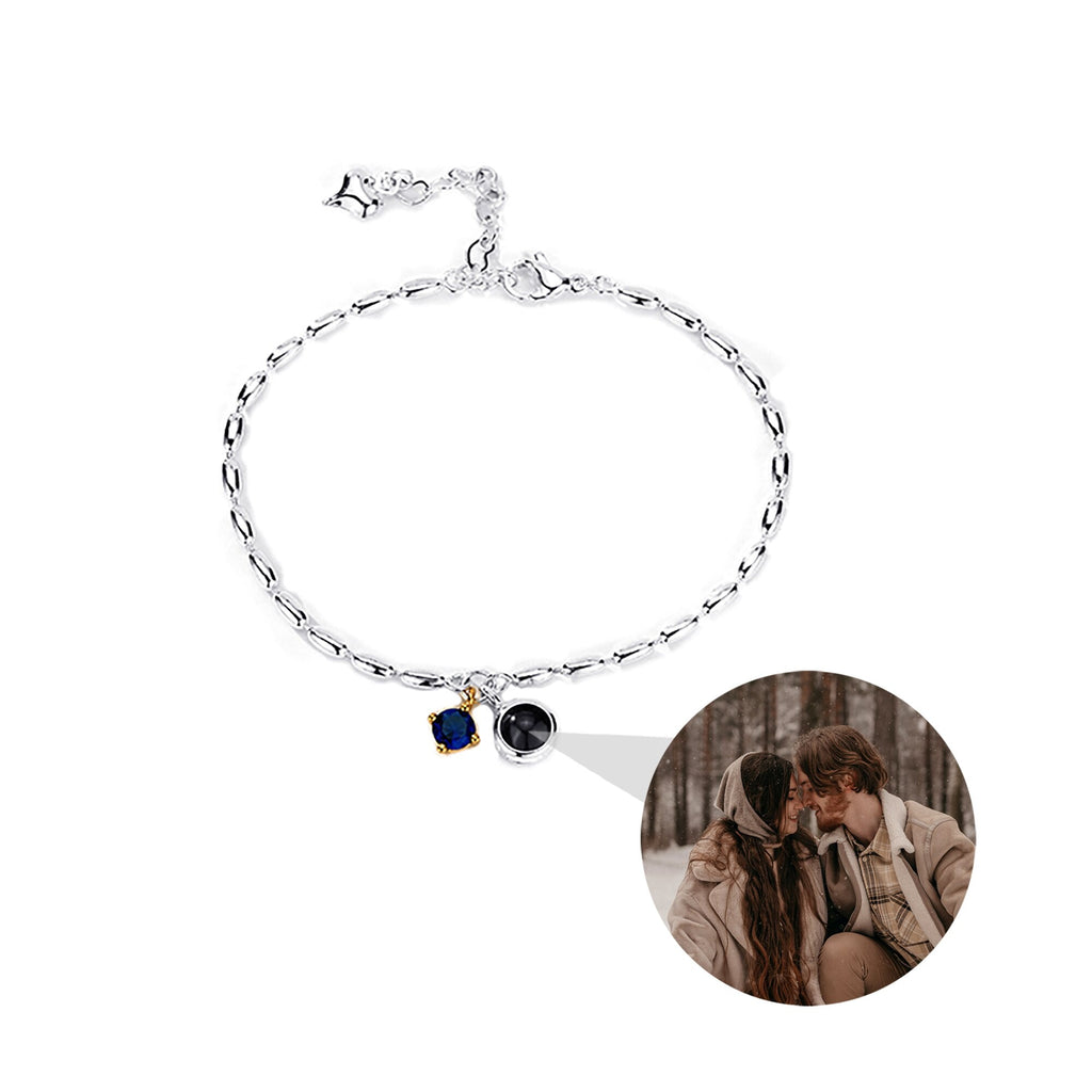 Customized birthstone and photo Circle Photo Bracelet Projection Bracelets - MERGE.DAY.1.FREESTYLE
