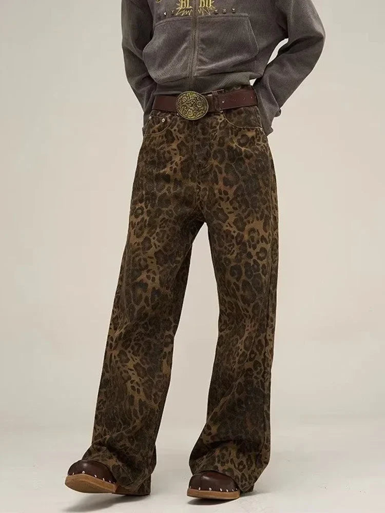 Leopard Print Y2k Jeans Women Oversized Wide Leg Denim Trousers Streetwear - MERGE.DAY.1.FREESTYLE