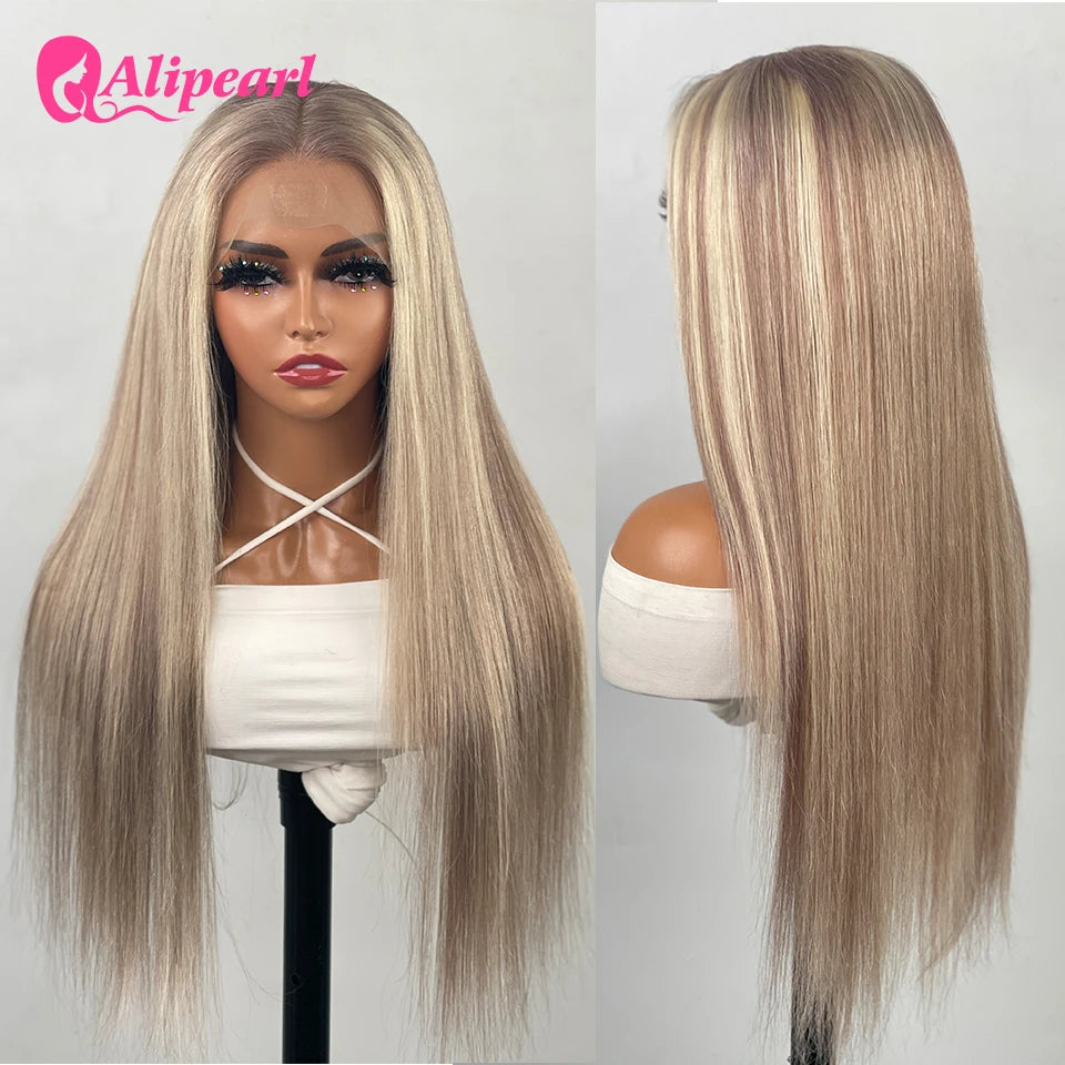 AliPearl Hair P18/613 Lace Front Wig Human Hair Highlight Straight Transparent Lace Front Wig For Women Peruvian 5x5 Closure Wi - MERGE.DAY.1.FREESTYLE