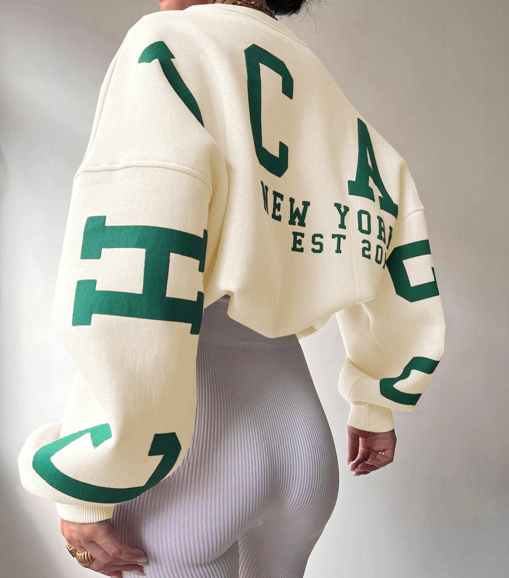 Sudadera informal con estampado de letras para mujer, sudadera holgada de manga larga estilo Y2k streetwear