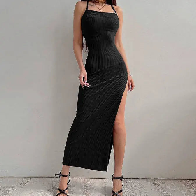Backless Bandage Bodycon Halter Neck Split Party Dresses - MERGE.DAY.1.FREESTYLE