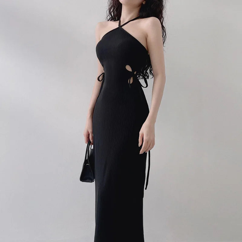 Knitted Long Sleeve Slim Mini Fairycore Slash Neck Dress - MERGE.DAY.1.FREESTYLE