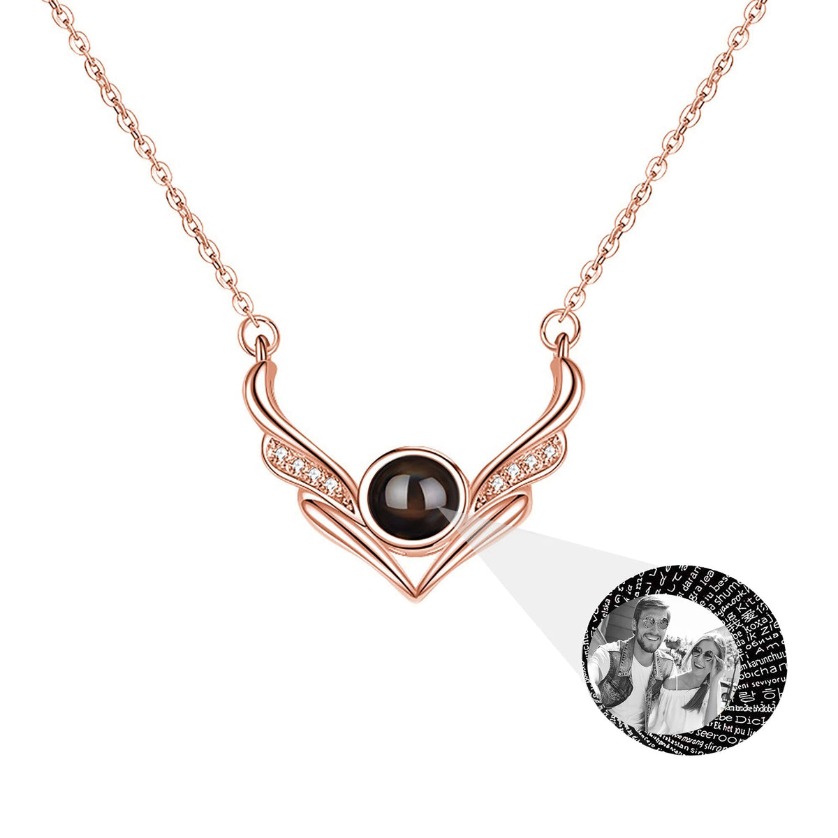 Angel wings with customizable photosProjection Necklace Pendant Jewelry - MERGE.DAY.1.FREESTYLE