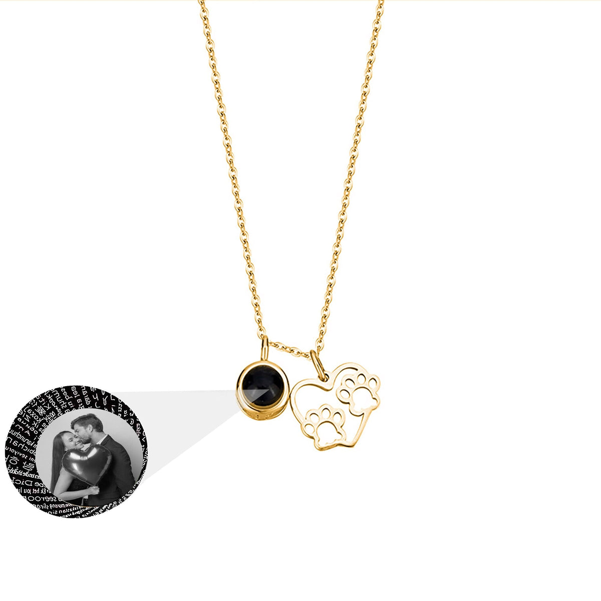 Photo Customizable Love Dog Paw Projection Necklace Pendant Jewelry - MERGE.DAY.1.FREESTYLE