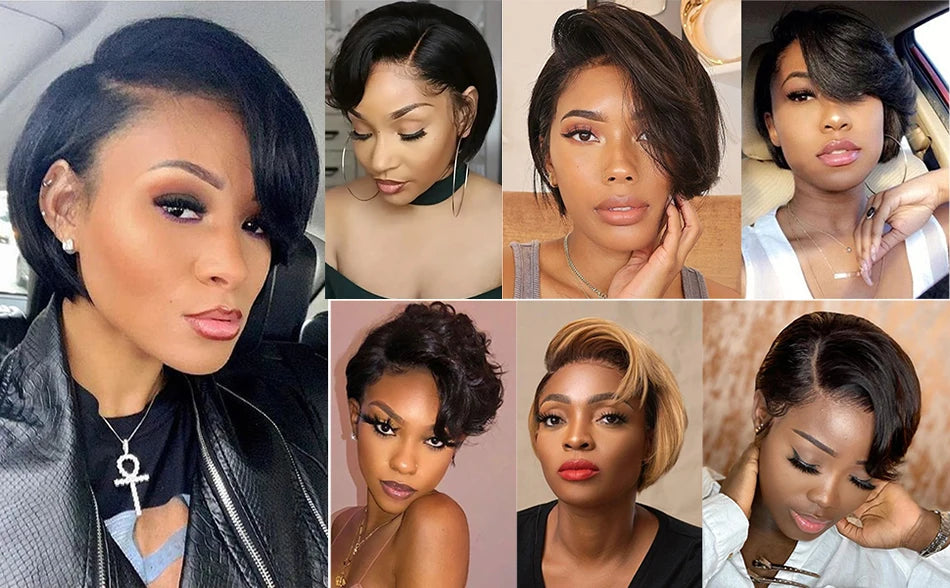 Short Pixie Cut Straight Bob Wig 13x4 Lace Front Human Hair Wigs Pre Plucked Pixie Cut Transparent Lace For Women Natural Color - MERGE.DAY.1.FREESTYLE