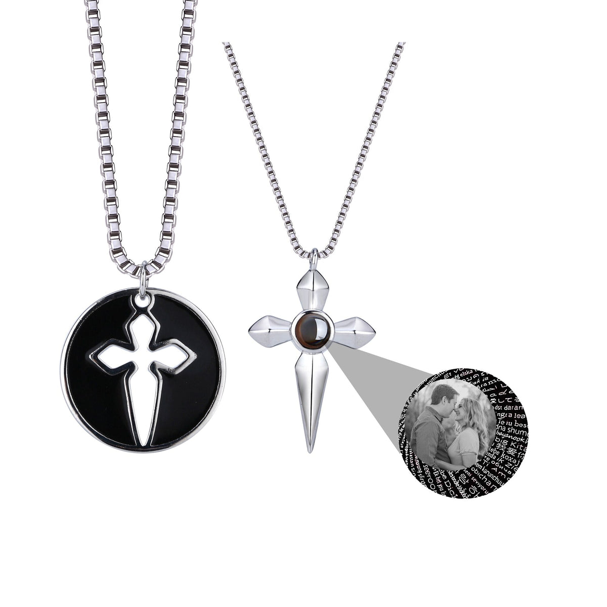 Couples who can customize photosProjection Necklace Pendant Jewelry - MERGE.DAY.1.FREESTYLE