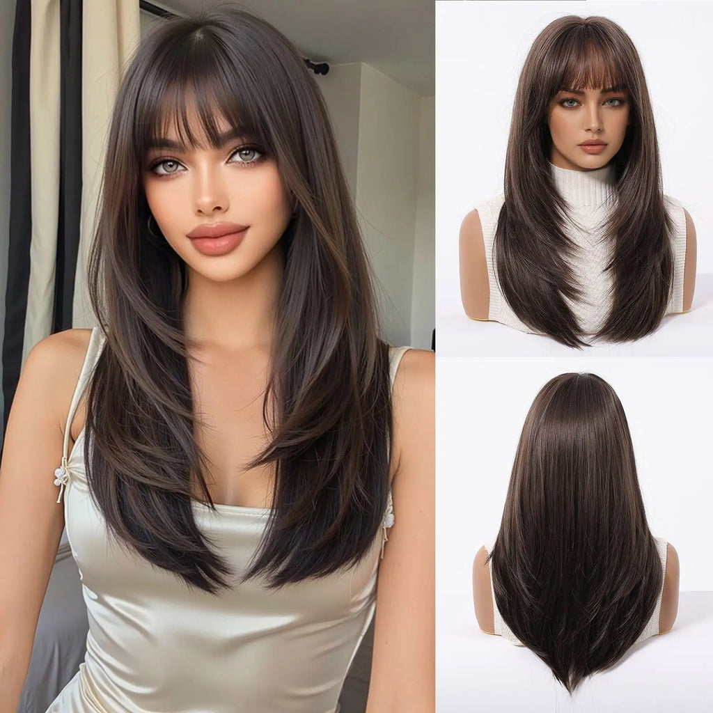 EASIHAIR Medium Length Wavy Blonde Synthetic Wig With Bangs For Women Natural Wigs Hair Heat Resistant Daily Party Cosplay Use - MERGE.DAY.1.FREESTYLE