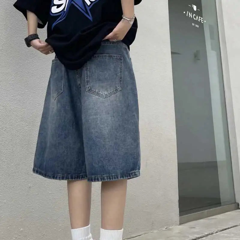 High Street Retro Blue Jeans Shorts Women Y2k Clothing Oversize - MERGE.DAY.1.FREESTYLE