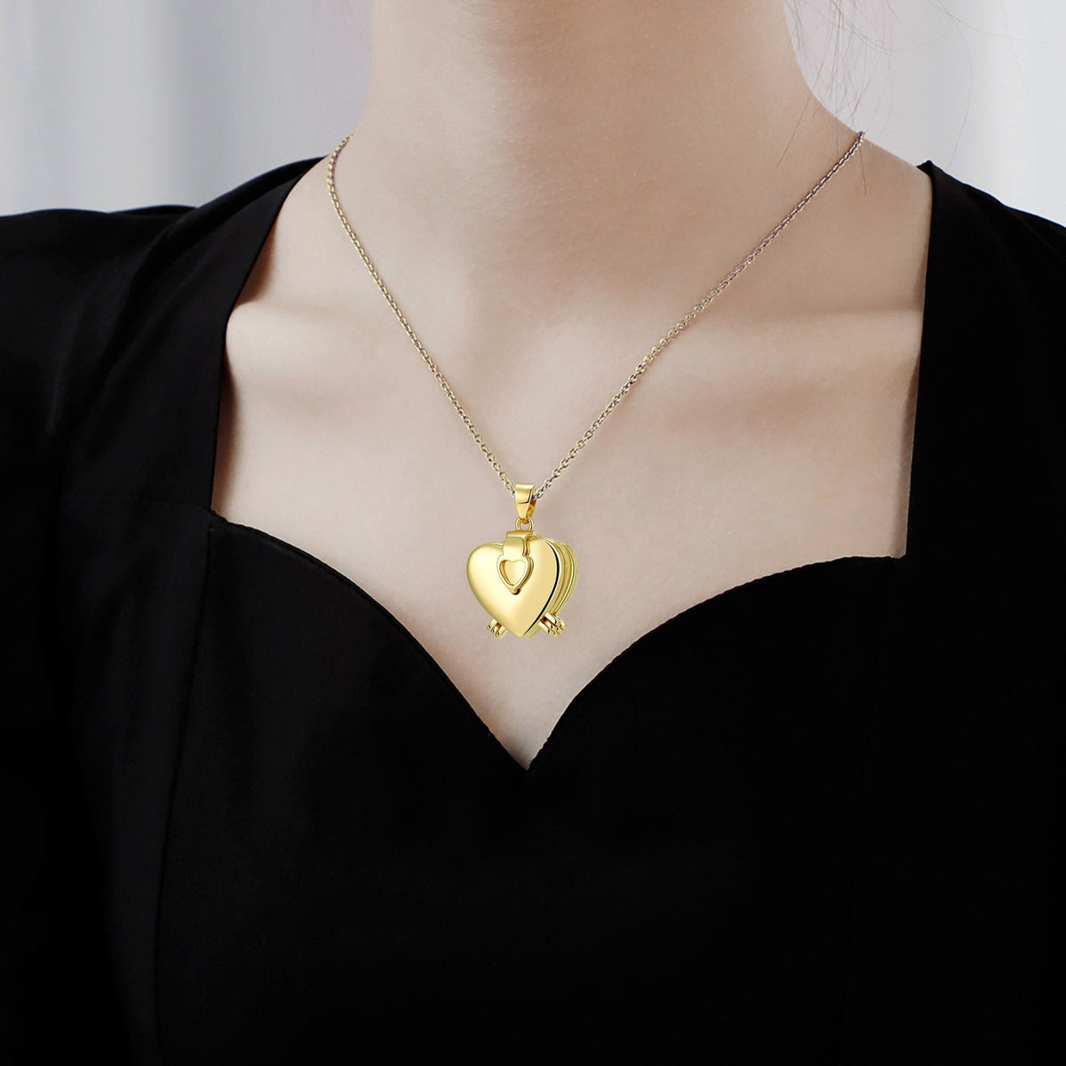Personalized Love Heart Locket Necklace Custom 4 Photos Adjustable Pendant - MERGE.DAY.1.FREESTYLE