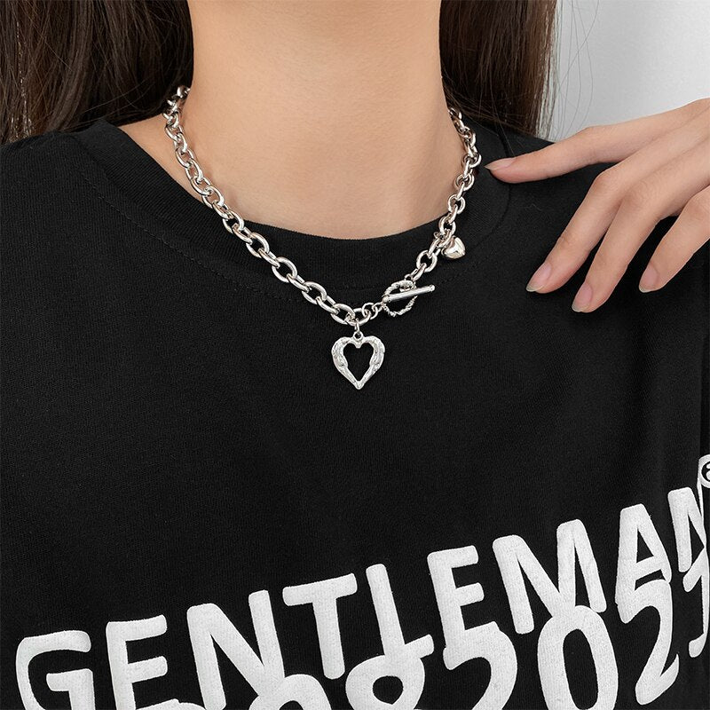 Metal Love Heart Cupid Pendants Female Clavicle Chain Light Luxury Niche Design Necklace - MERGE.DAY.1.FREESTYLE