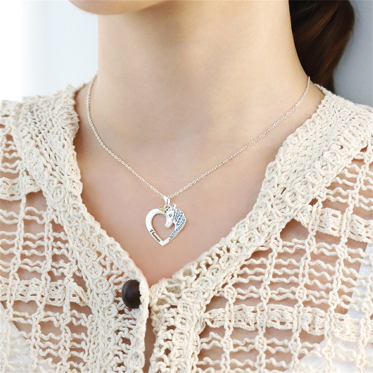 Unicorn Birthstone Rhinestone Custom Name Necklace Child Girl Necklace - MERGE.DAY.1.FREESTYLE