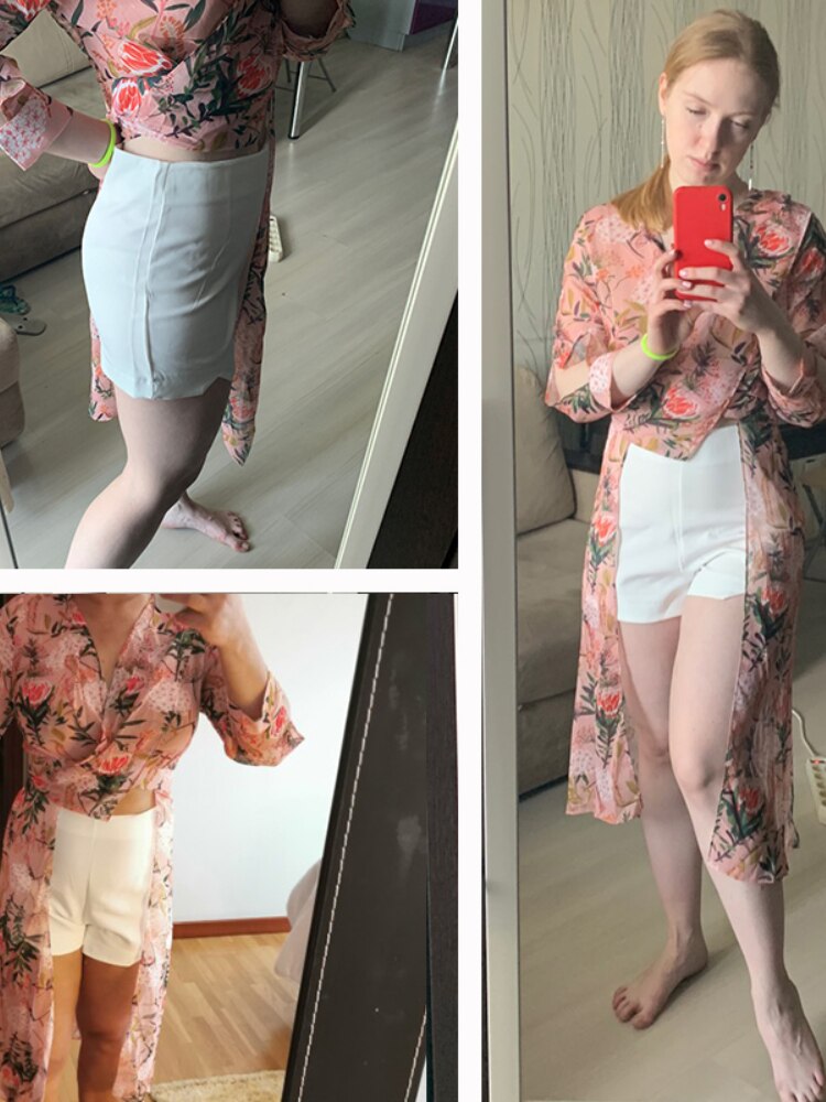 Women Casual Two Piece Set Long Sleeve V Neck Asymmetrical Chiffon Shirt - MERGE.DAY.1.FREESTYLE