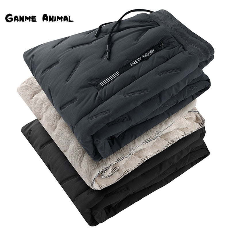 Winter Zip Pockets Thicken Fleece Sweatpants Joggers Water Proof Thermal Trousers - MERGE.DAY.1.FREESTYLE