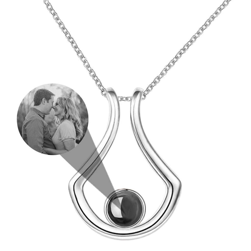 Custom Geometric Bracket Curved Projection Necklace Personalized Color Photo - MERGE.DAY.1.FREESTYLE