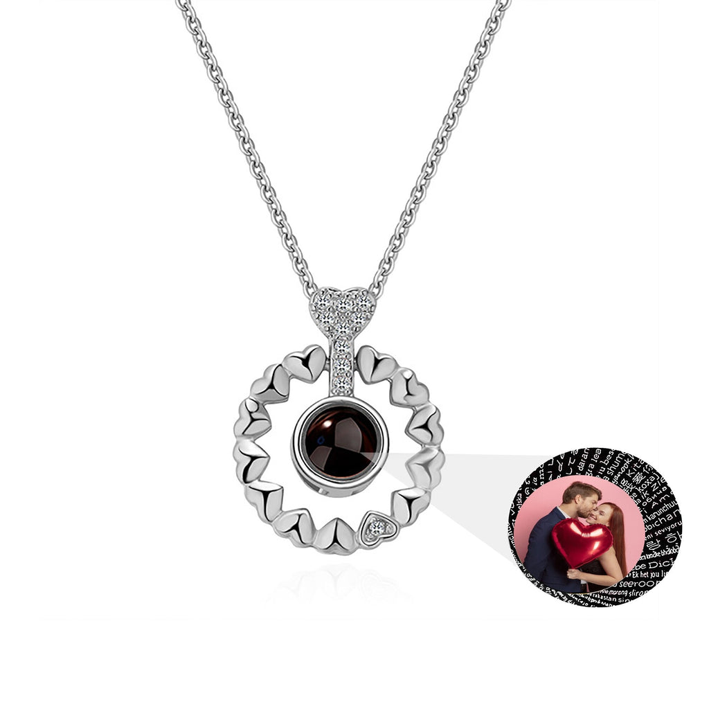 Love projection necklace with customizable photos Necklace Heart Pendant - MERGE.DAY.1.FREESTYLE