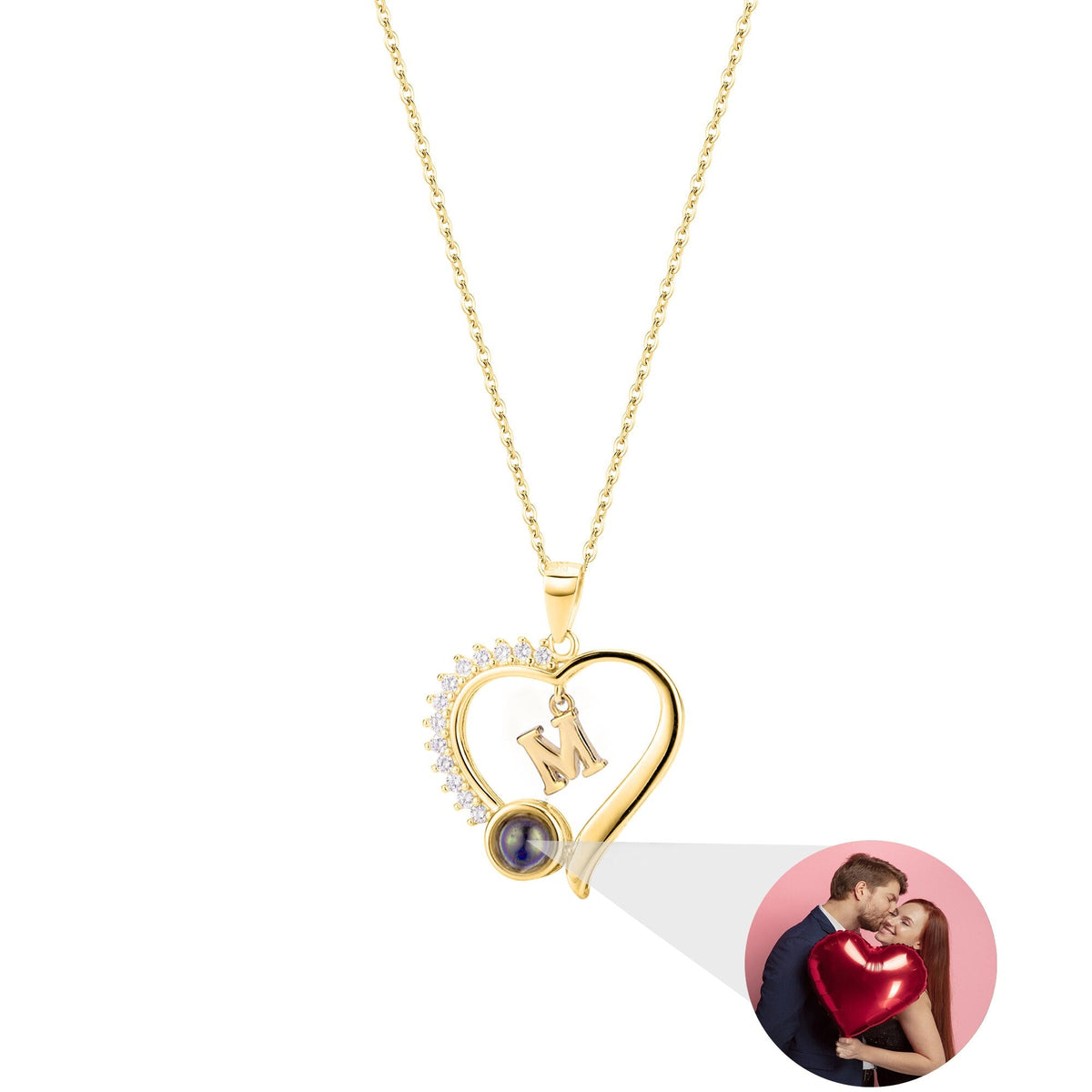 letter necklace Simple Heart Shaped Photo Custom Projection Necklace - MERGE.DAY.1.FREESTYLE