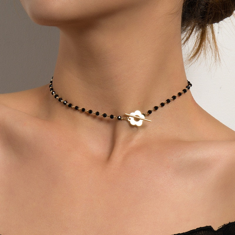 Beads Women's Neck Chain Kpop Pearl Choker Necklace Gold Color Jewelry On The Neck Pendant - MERGE.DAY.1.FREESTYLE