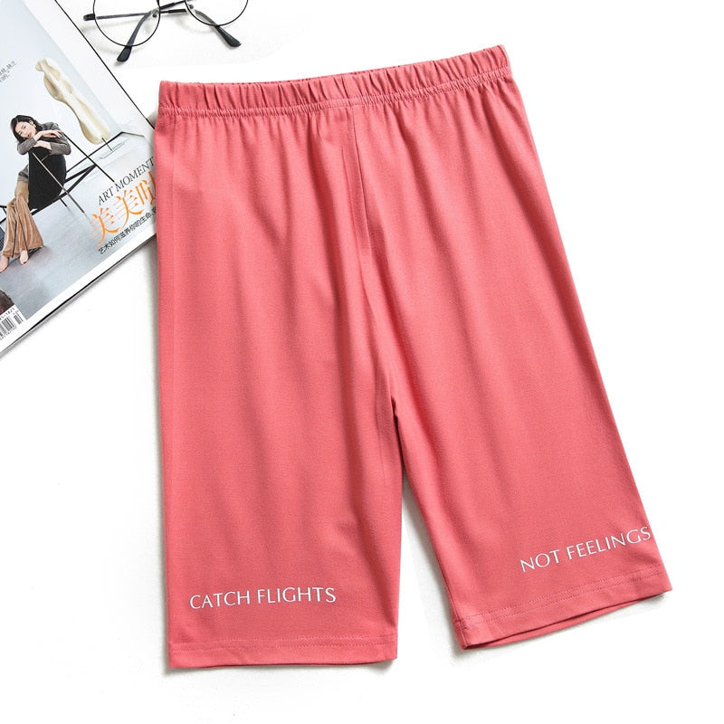 Shorts Thin Fitness Casual High Waist Biker Short Summer Slim Knee-Length Bottoms Streetwear - MERGE.DAY.1.FREESTYLE